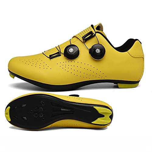 LU-Model Zapatillas de Ciclismo de Bloqueo Zapatos de Bloqueo de Primavera y Verano para Hombres y Mujeres Zapatos de Bicicleta de Carretera Zapatos de Ciclismo de montaña Yellow-42