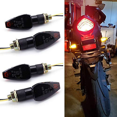 Luz de flecha para motocicleta, luces intermitentes, indicador LED de motocicleta, intermitente, lámpara ámbar para bicicleta de calle, crucero y chopper, scooter para bicicleta de tierra