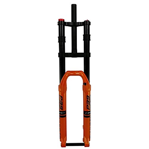 M-YN Bici Horquilla suspensión, Tenedor de Bicicletas 27,5" 29" y 1 1/8" - Triple Doble Suspensión Tenedor Shoulder- Gas MTB Horquilla Delantera (Color : Black+Orange, Size : 27.5 Inch)