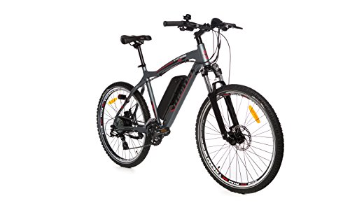 Moma Bikes Bicicleta de Montaña E-MTB-26 ", Suspension simple, Alu. SHIMANO 24V, Doble Freno Disco, Susp Delan. Bat. Ion Litio 36V 16Ah