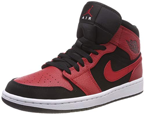 Nike Air Jordan 1 Mid, Zapatos de Baloncesto Hombre, Negro (Black/Gym Red/White 054), 44.5 EU