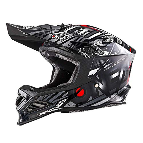 O'NEAL | Casco de Motocross | MX Enduro Motocicleta | Innovador y ligero casco exterior de fibra de vidrio, compatible con Neckbrace | Sintetizador de casco 8SRS | Adultos | Negro | Talla S (55/56 cm)