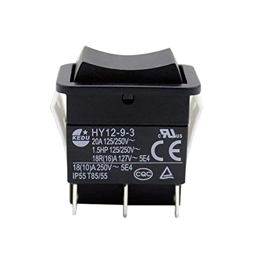 OSISTER7 Interruptor basculante eléctrico industrial HY12-9-3 de 6 pines, 125 V/250 V, botón pulsador