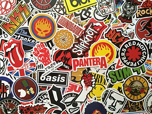 Paquete de pegatinas rock, música, logo, grupo de rock, hard-rock, pop, punk,negro, lote de stickers grupo de música, rock n roll, Grafiti, Laptop Macbook, Skate, Valijas, Coches, Bicicletas (100)