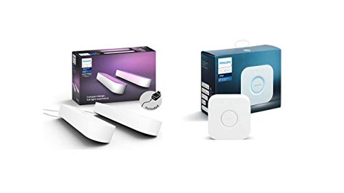 Philips Play Barra Regulable, Compatible con Apple HomeKit y Google Home, luz Blanca y de Colores, Blanco + Hue - Puente de conexión controlable vía WiFi