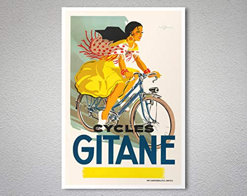 Póster vintage de Cycles Gitane sin marco – Lienzo – Cita motivacional para la pared, decoración del hogar