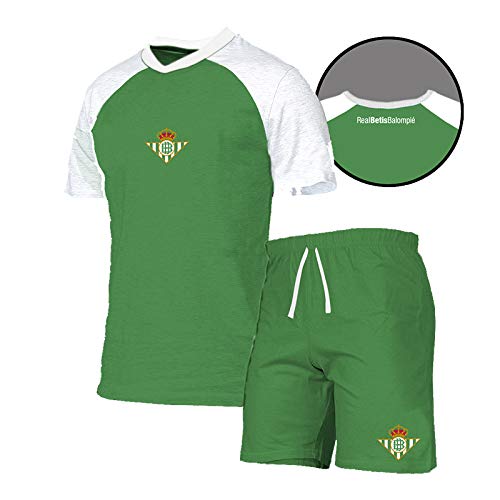 Real Betis Balompié Pijama Verano 2019 RB Conjuntos, Multicolor Verde/Blanco, Small (Tamaño del fabricante: S) para Hombre