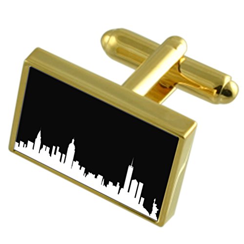 Select Gifts Skyline de Nueva York de Tono Oro Gemelos Cuadro de Mensaje Grabado