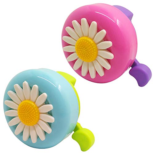 SENHAI 2 campanas de bicicleta para niños, accesorios de campanilla de bicicleta, diseño de flores, anillo de bocina de tono de alerta para niño y niña
