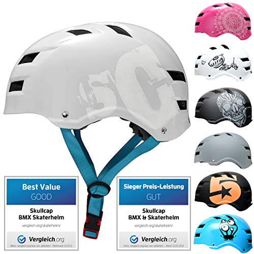 SkullCap® Casco de Skate y BMX - Bicicleta Y Scooter Eléctrico, Diseño: SC Sapphire, Talla: M (55-58 cm)