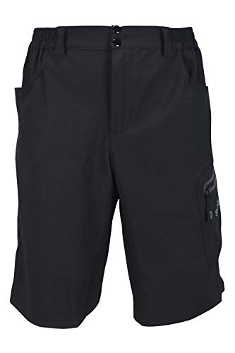 Sundried para Hombre Pantalones Cortos en Bicicleta de montaña Gama Pro MTB Ropa de Ciclo (XL, Negro)