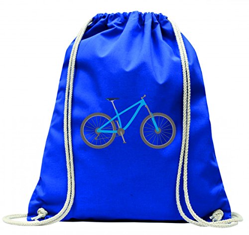 'Turn Bolsa "Bicicleta de rueda de bicicleta de montaña de ciclismo de zweiradreiniger con cordón – 100% algodón de bolsa Con Asas De Mochila de bolsa de deporte, azul