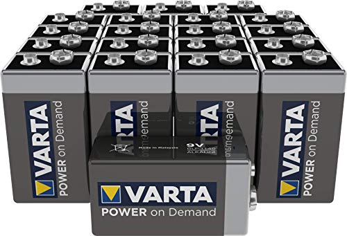 VARTA Power On Demand - Pilas alcalinas 9 V / E-Block / 6LR61, pack de 20 unidades