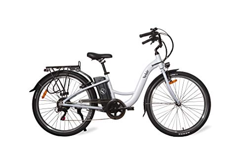Velair City Bicicleta eléctrica, Unisex Adulto, Blanco, Longueur: 191 cm largeur: 63 cm Hauteur: 82 à 102 cm