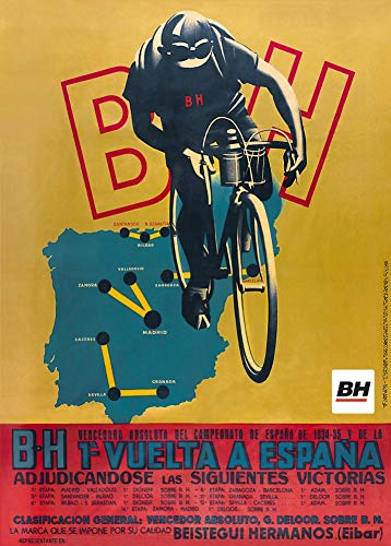 Vintage Cycling THE 1934-35 SPANISH B.H 1a VUELTA A ESPANA - Póster de reproducción A3 (250 g/m²)