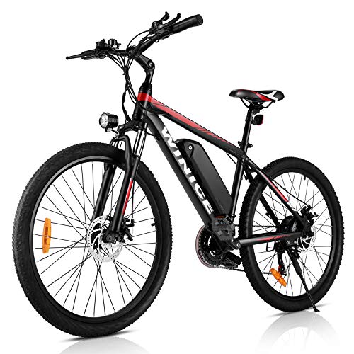 VIVI Bicicleta eléctrica de montaña 26/27.5 Pulgadas, Motor de 350 W, 36 V, 10.4 Ah, batería extraíble, Bicicleta eléctrica para Adultos. (Rojo 26)