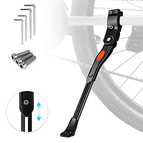 WisFox Bike Kickstand aleación de aluminio lateral de bicicleta ajustable función atril para bicicleta con oculta resorte pestillo, para 24 - 29 pulgadas ligero, calzones y bicicletas Cruiser