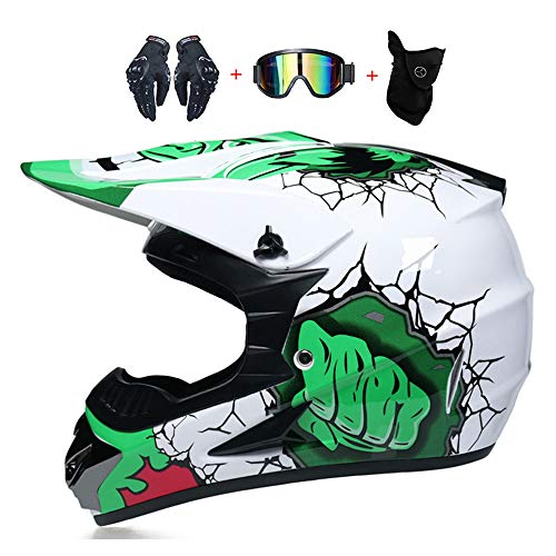 WLBRIGHT Adulto Juvenil Downhill Casco Regalos Gafas Gafas Máscara Guantes BMX MTB ATV Carrera de Bicicleta Casco Completo Casco Integral,C,M
