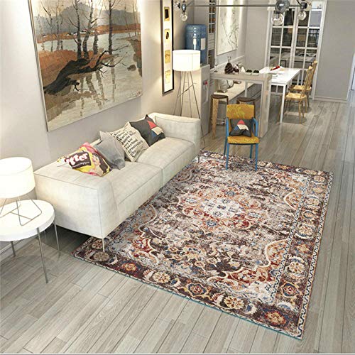 WQ-BBB Alfombra alfombras de habitacion Lindo Carpets fácil de cuidar Tanto cálido Study Carpets Patrón de Estampado clásico marrón Beige Rojo Alfombra Comedor 200X300cm