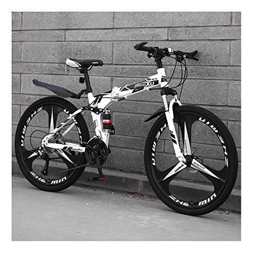 YCHBOS Mountain Bike Adulto, Bicicletas Montaña 24/26 Pulgadas Doble Suspension, 27 Velocidad Bicicleta Montaña Plegable, Marco de Acero de Alto Carbono, Doble Freno de DiscoD-24 Inch