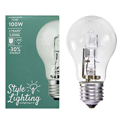 10 bombillas halógenas de 70 W = 100 W ES E27 GLS, bajo consumo, regulables