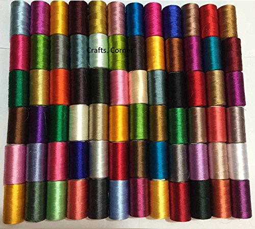 75 grandes hilos de seda para coser de rayón de seda para bordar, colores surtidos