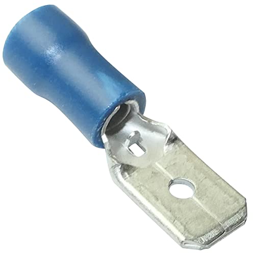 AERZETIX: 100x Terminales electricos planos macho 6.3mm 0.8mm 1.5-2.5mm² aislado azul C11518