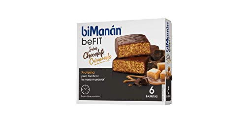 BiManán beFIT - Barritas de Proteína Sabor Chocolate Caramelo, para Tonificar tu Masa Muscular - Caja de 6 unidades
