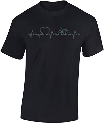 Camiseta de Bicileta: Heartbeat Bike - MTB Mountain Bike T-Shirt Hombre-s y Mujer-es Regalo Ciclistas Bici BTT MTB BMX Regalos Deporte - ECG Ciclista - Retro - Fixie Outdoor (S)