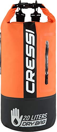 Cressi Dry Bag Premium 20L Bolsa/Mochila Impermeable Bicolor para Actividades Deportivas, Unisex Adultos, Negro/Naranja, 20 L