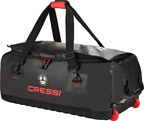 Cressi Gorilla Pro Bag with Whellls Bolsa de Viaje Grande Impermeable con Ruedas, Unisex Adulto, Logotipo Negro y Rojo, XL