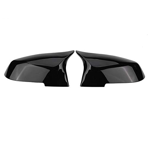 Duokon Tapa de la cubierta del espejo retrovisor, carcasa del espejo lateral izquierdo y derecho de plástico ABS para BMW 220i 328i 420i F20 F21 F22 F30 F32 F33 F36 X1 E84 (1 par)(Negro)