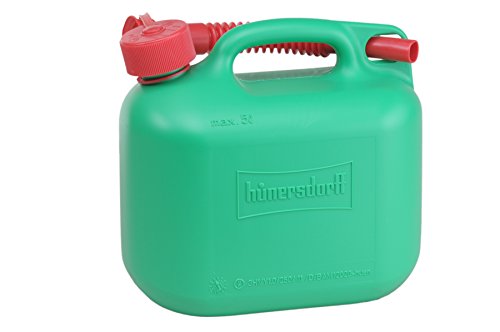 Hünersdorff Bidón para carburante STANDARD 5 L, PEAD Verde, con homologación UN y accesorios rojos