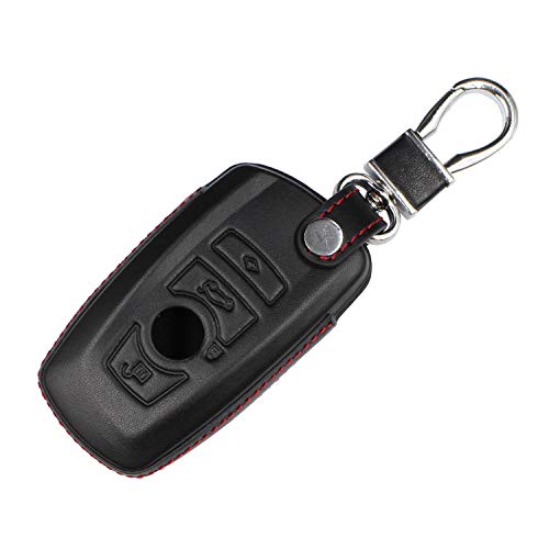 M.JVisun Funda de piel auténtica para llave de coche BMW Serie 1, 2, 3, 4, 5, 6, 7, X3, X4, M2, M3, M4, M5, M6, con llavero, color negro