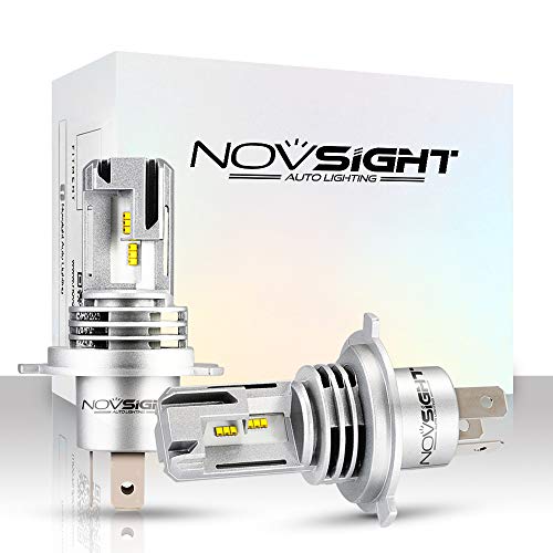 NOVSIGHT H4 Faros Delanteros Bombillas LED 50 W 10000LM 6000K Super Brillante Lámpara de Luces Blancas Frías para Coches, Vehículos, IP68 Impermeable (2 Piezas)