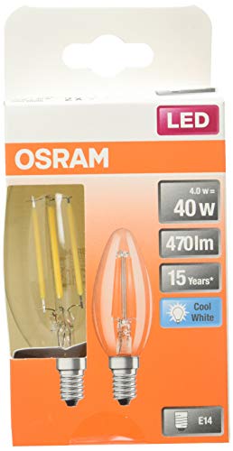 OSRAM LED Retrofit CLASSIC A Lote de 10 x Bombilla LED , Casquillo E14 , 4000 K , 4 W , Equivalente a 40W , Blanco frío