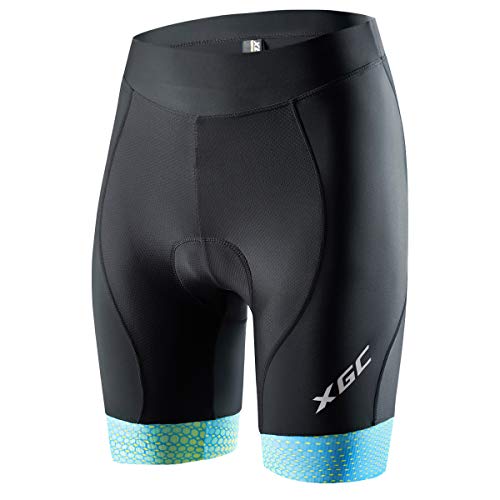 Pantalones cortos de ciclismo para mujer, con almohadilla de asiento de esponja 3D, elásticos con una alta densidad, color Blue_Green, tamaño extra-large