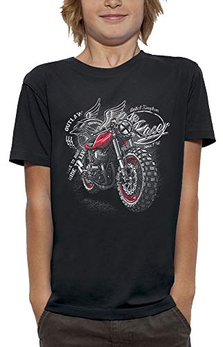 PIXEL EVOLUTION Camiseta Moto Racer Niño - tamaño 3/4 años - Negro