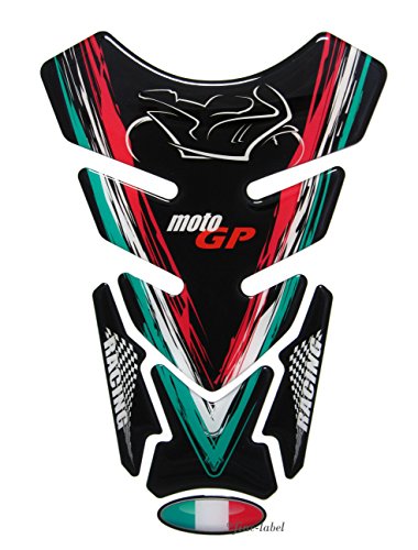 Protector de depósito 3D – 500220 – Bandera de Italia / Moto GP / Racing – universal para depósitos Yamaha, Honda, Ducati, Suzuki, Kawasaki, KTM, BMW, Triumph y Aprilia