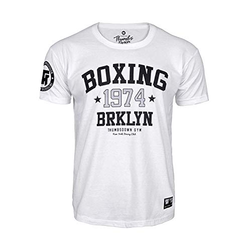 Pulgares downboxing Camiseta 1974 Brklyn. MMA. Gimnasio Entrenamiento. Marcial Artes Informal - Blanco, Medium