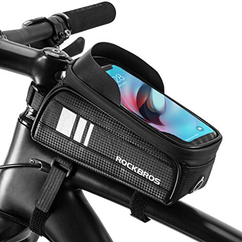 ROCKBROS Bolsa para Manillar de Bicicleta Cuadro Tubo Superior Impermeable Delantero con Pantalla Táctil para Teléfono Móvil 6,0 Pulgadas para Bicis MTB Bici de Carretera