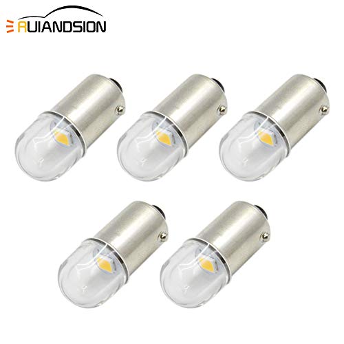 Ruiandsion 5 bombillas LED BA9S de 6 V de color blanco cálido BA9 53 57 1895 64111 2835 1SMD para interior de coche, luces de cortesía, luces de mapa.