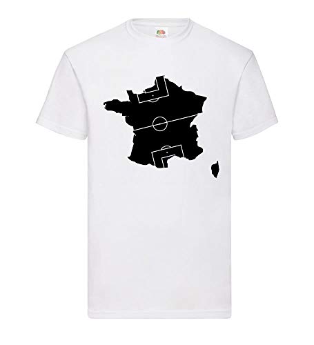 Shirt84.de - Camiseta para hombre, diseño de Francia como campo de fútbol Blanco XL
