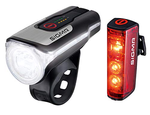 Sigma Sport - Set de Faros de Bicicleta LED Aura 80 y Blaze | Faro Delantero y Faro Trasero con batería y con función de Freno Que cumplen la normativa Alemana de tráfico