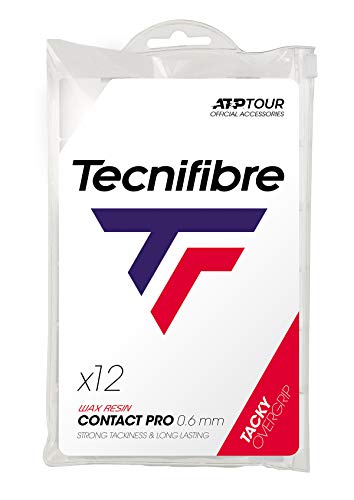 Tecnifibre Overgrip Pro Contact ATP 12er - Mango de Raqueta de Tenis, Color Blanco, Talla Standard