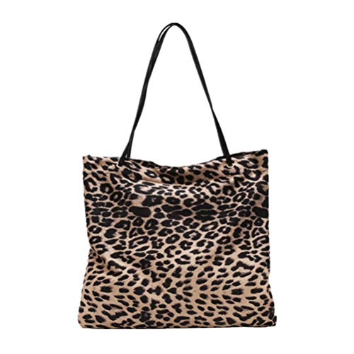 TENDYCOCO Bolso de la compra de mujer bolso leopardo bolso de la compra retro bolso leopardo bolso grande portaobjetos - caqui Beige Size: Large