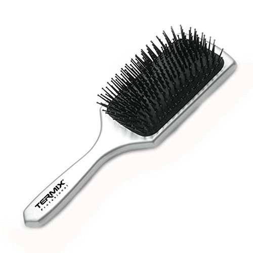 Termix Cepillo de pelo neumático para desenredar color plata. Raqueta con tacto gomoso para tratar el cabello tanto en mojado como en seco.