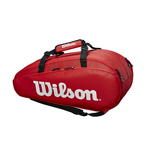 Wilson Tour 2 Comp Large Bolsa de tenis, para hasta 9 raquetas, unisex, rojo