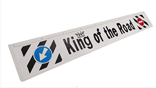 1 faldón trasero largo de goma dura King of the Road de goma, guardabarros para camión, remolque, 240 x 35 cm, color blanco