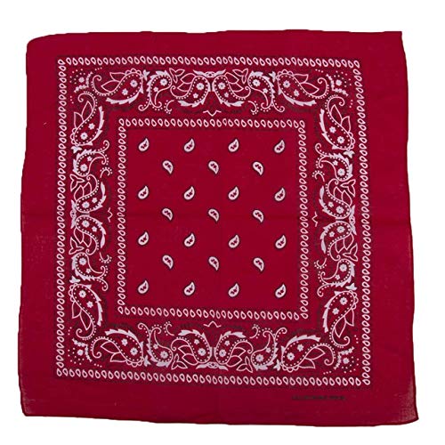 1PC más Nuevo algodón Hip-Hop pañuelos para Hombre Mujer Bufanda Bufandas muñequera Toalla de Bolsillo Vintage - Rojo